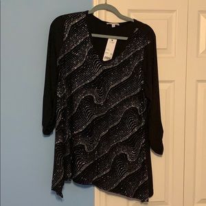 Notations Woman Black w/ Silver Dress Top